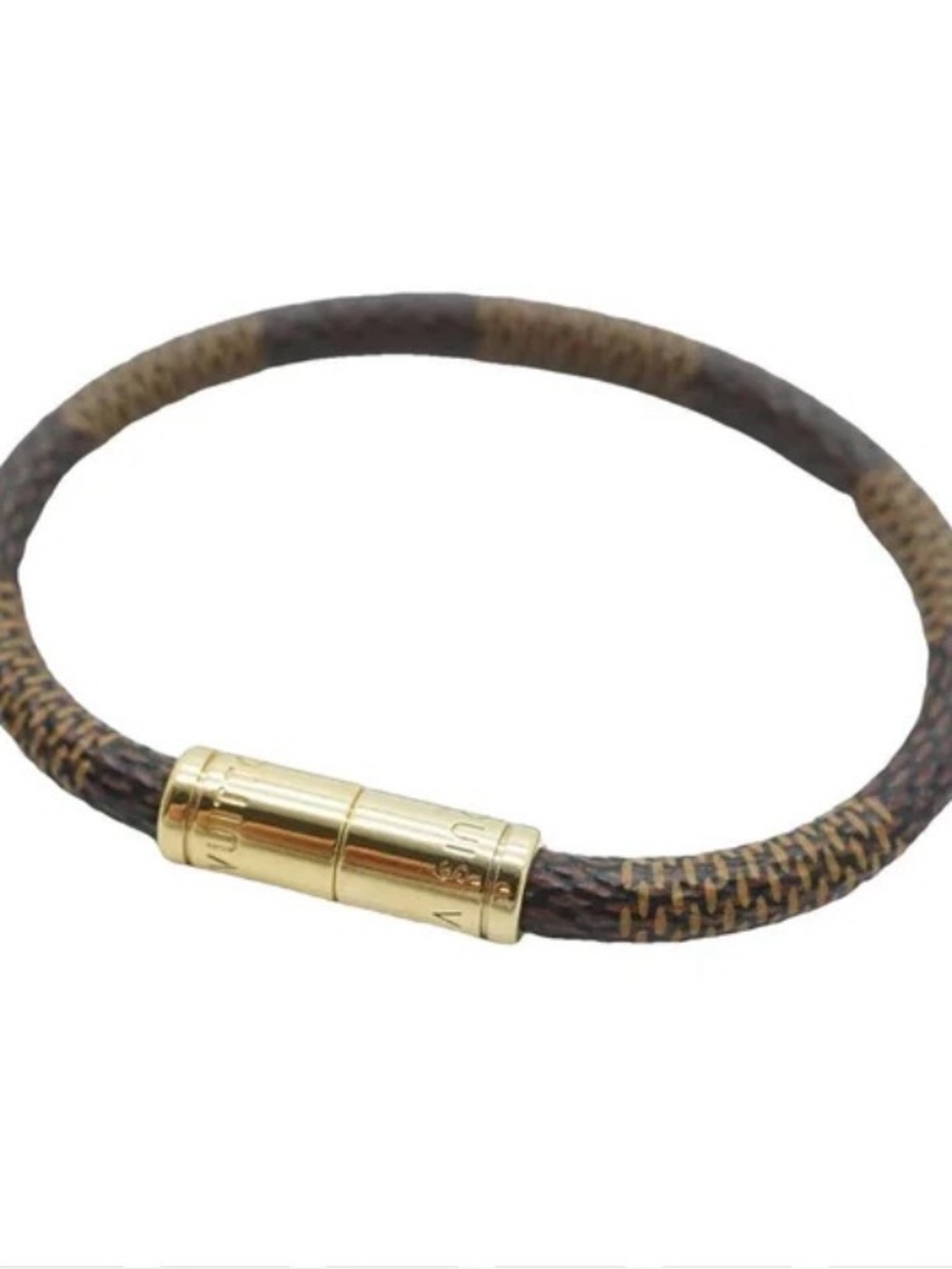 Louis Vuitton Brown Monogram
Canvas Bracelet with Gold-Tone clasp